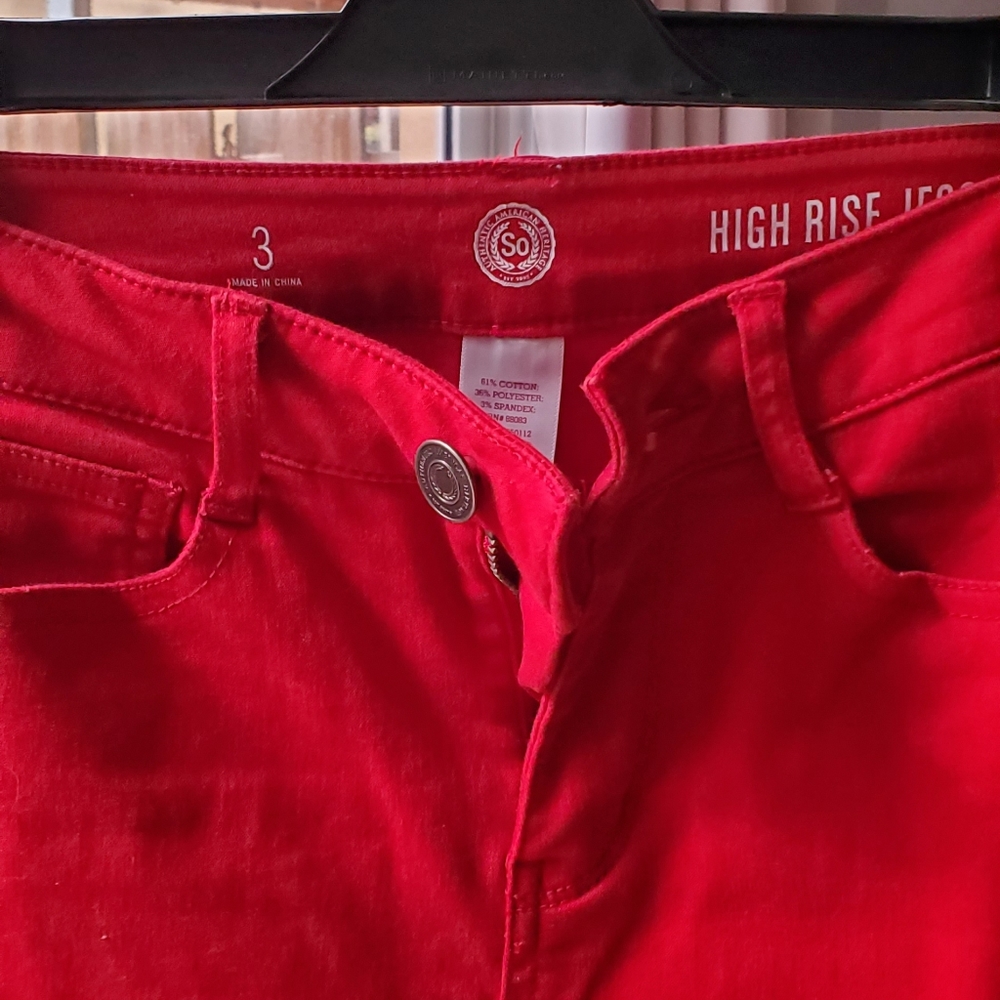Red high-rise jeggins